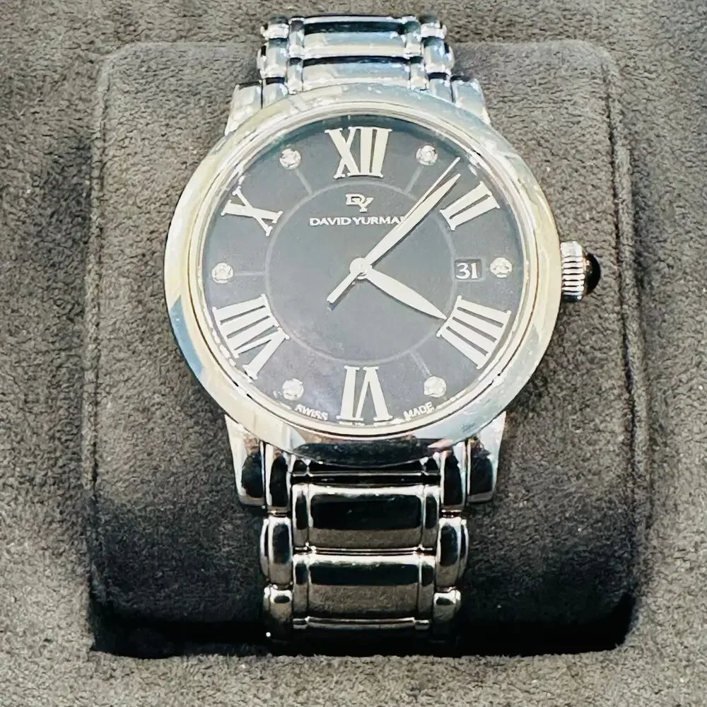 David Yurman Classic Watch Stainless Steel Black Mother of Pearl Dial 38mm